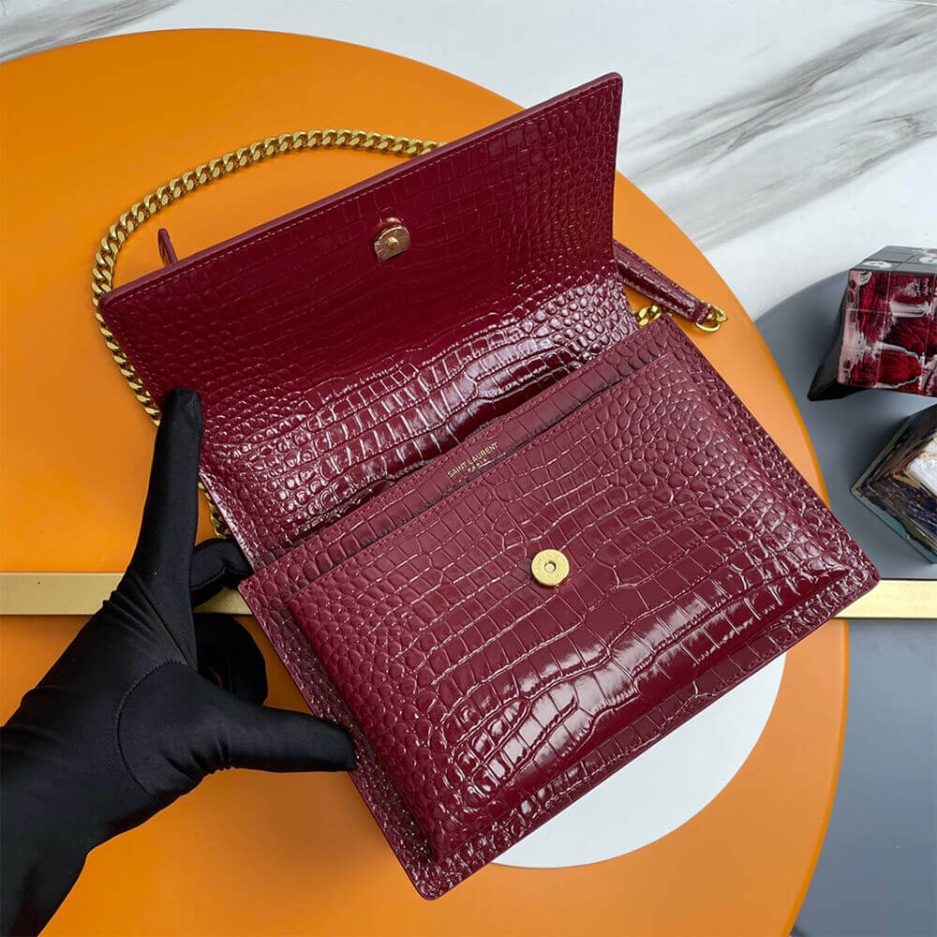 Y51 Crocodile-embossed leather SUNSET Medium