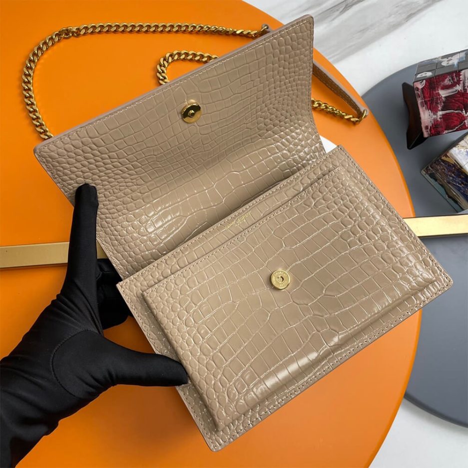 Y51 Crocodile-embossed leather SUNSET Medium